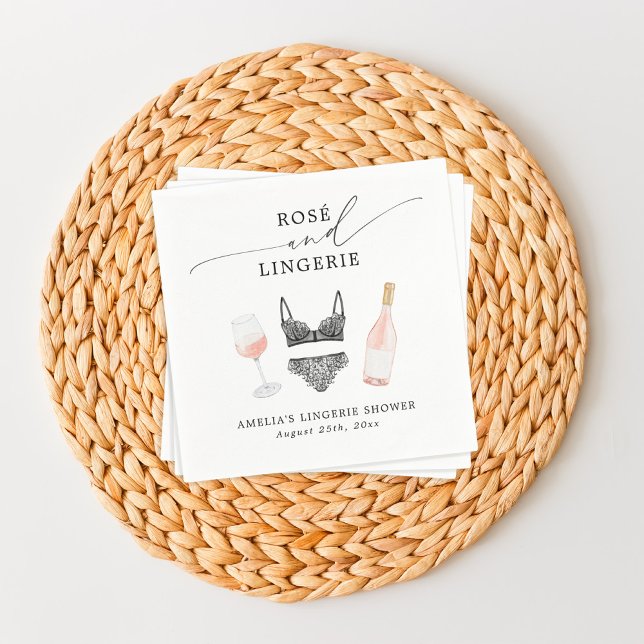 Rosé and Lingerie Bridal Shower Napkin (Creator Uploaded)
