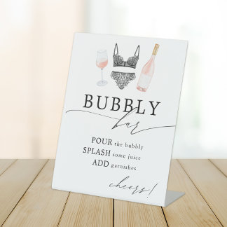 Rosé and Lingerie Bubbly Bar Pedestal Sign