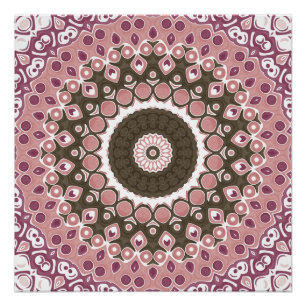 Rose and Mocha Mandala Pattern Floral Geometry Poster