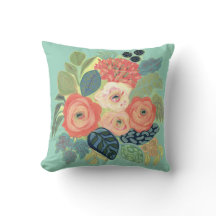 Rose and Mum Pillow-Robin's Egg