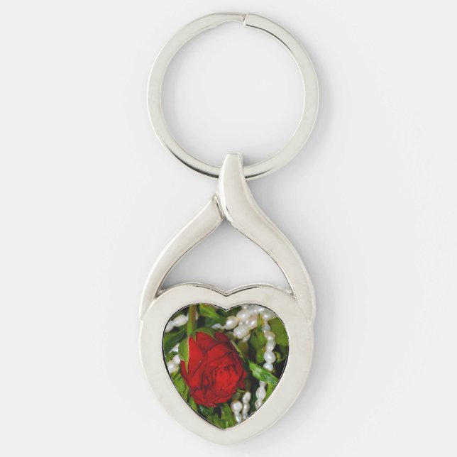 Rose and Pearls Keychain (Front)