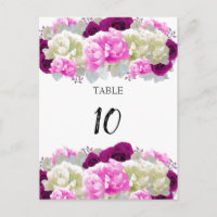Rose and Peonies Pink Table Seating Number Card