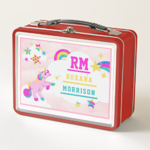 ROSE AND PINK BLUE, WINGED UNICORN LUNCH METAL BOX