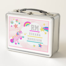 ROSE AND PINK BLUE, WINGED UNICORN LUNCH METAL
