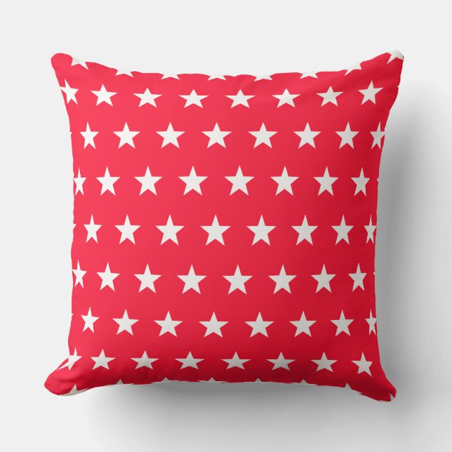 Rose and Pink with White Stars Throw Pillow (Front)