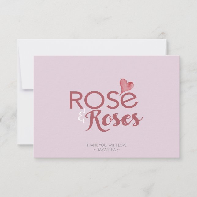 Rosé and Roses Valentine's Thank You Card (Front)
