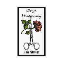 Rose and Scissors Hair Stylist Business Card