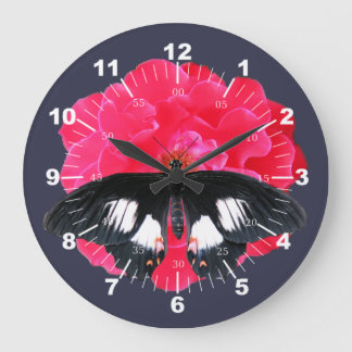 Rose and Swallowtail Large Clock