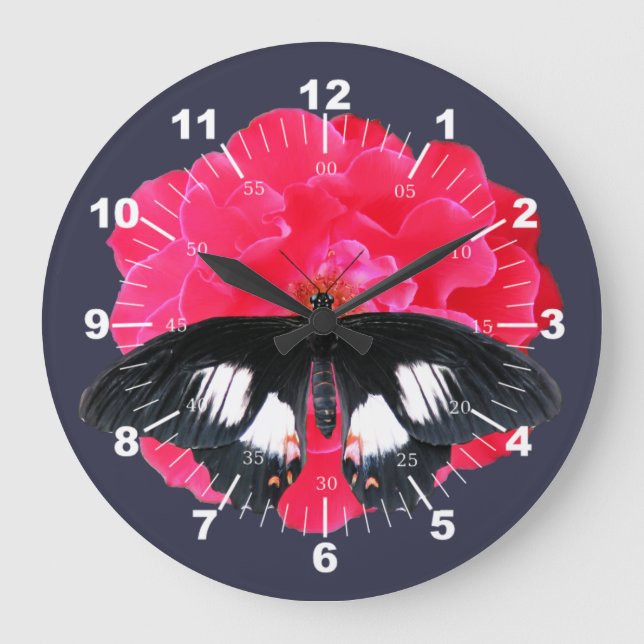 Rose and Swallowtail Large Clock (Front)