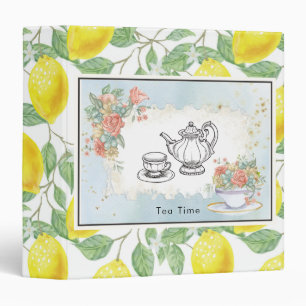 Rose and Tea on Lemon Pattern Binder