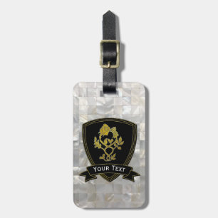 Rose and Thistle Mother of Pearl Pattern Luggage Tag