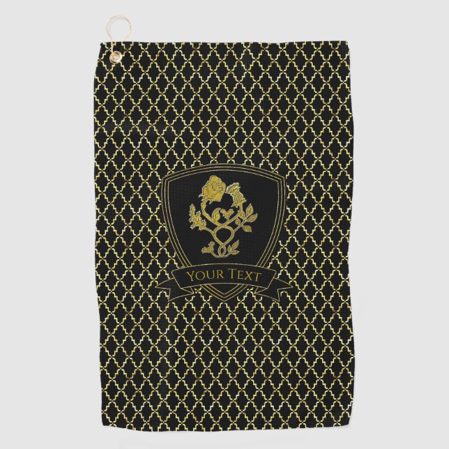 Rose and Thistle Quatrefoil  Golf Towel (Front)