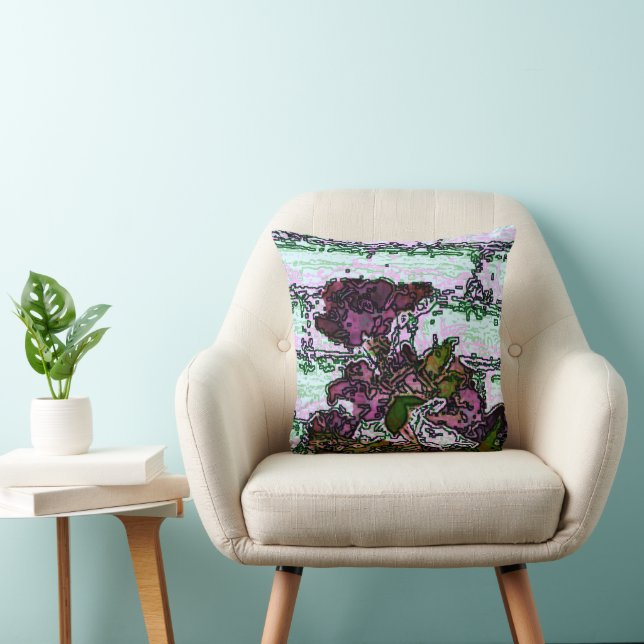 Rose and Wall Throw Pillow (Chair)