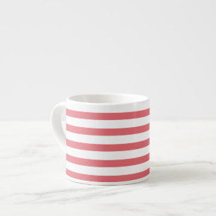 Rose and White Horizontal Stripe Espresso Cup