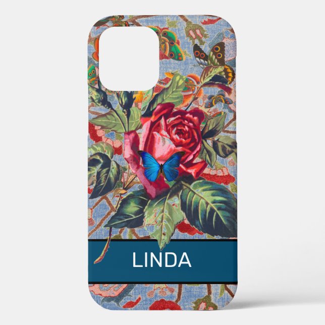 ROSE AND WILLIAM MORRIS iPhone 12 CASE DIY NAME (Back)