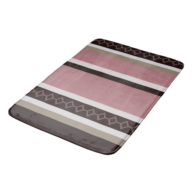 Rose and Wood Stripes Bath Mat (Angled)