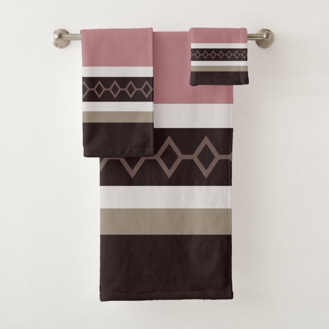 Rose and Wood Stripes Bath Towel Set (Insitu)