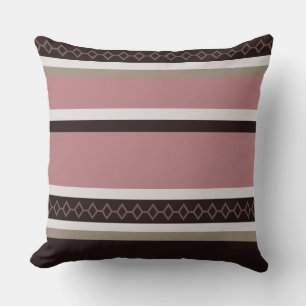 Rose and Wood Stripes Throw Pillow