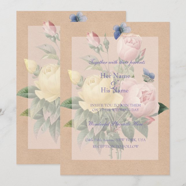Rose anglais Garden Wedding Invitation (Devant / Derrière)