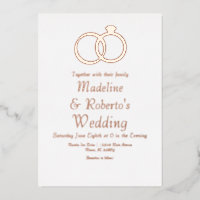 Rose Anneaux d'or Mariage Pressing Foil Invitation