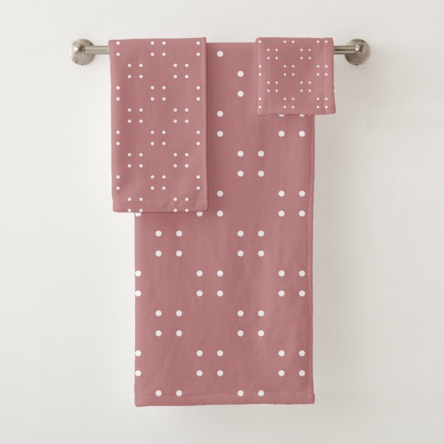 Rose antique et blanc Dots 3 serviettes (En situation)