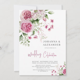 Rose Aquarelle Peony Elegance Faire-part de mariag