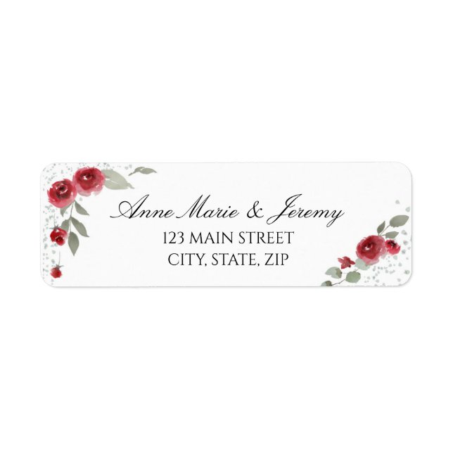 Rose aquarelle & verdure Adresse de retour Label (Devant)