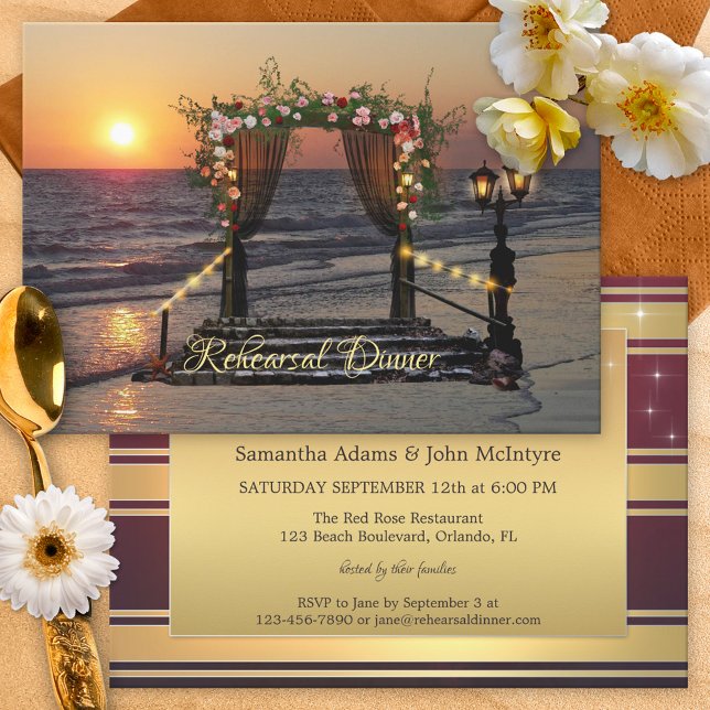 Rose Arbor Beach Wedding Rehearsal Dinner Invitation (Creator Uploaded)