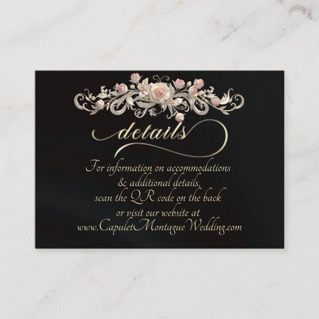 Rose Arc Border, QR Code - Black Enclosure Card (Front)