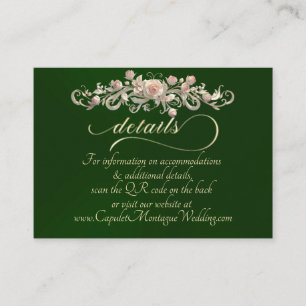 Rose Arc Border, QR Code - Emerald Enclosure Card
