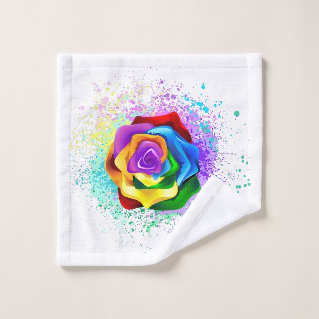Rose arc-en-ciel coloré (Gant de toilette)