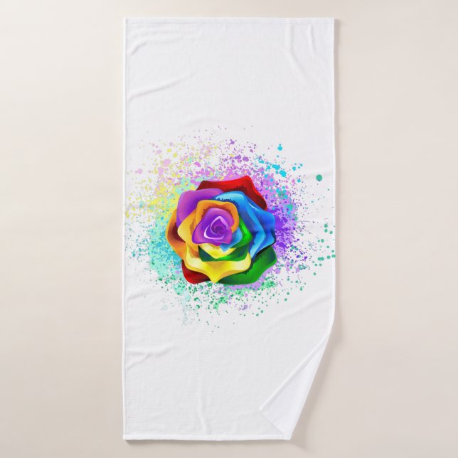 Rose arc-en-ciel coloré (Serviette de bain)