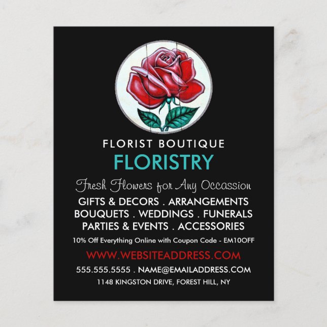 Rose Art, Florist, Floristry Advertising Flyer (Front)