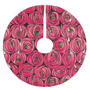 Rose Art Nouveau Rennie Macintosh Graphic Brushed Polyester Tree Skirt