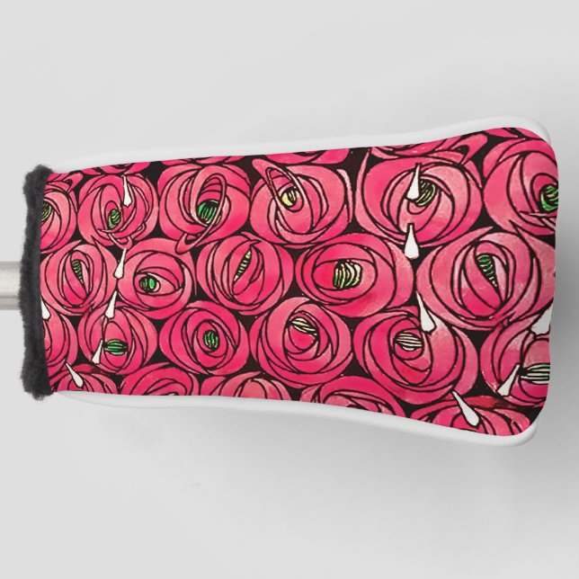 Rose Art Nouveau Rennie Macintosh Graphic Golf Head Cover (Front)