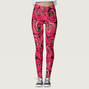 Rose Art Nouveau Rennie Macintosh Graphic Leggings