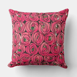 Rose Art Nouveau Rennie Macintosh Graphic Outdoor Pillow