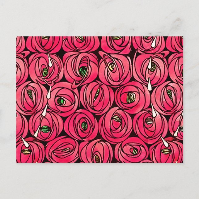 Rose Art Nouveau Rennie Macintosh Graphic Postcard (Front)