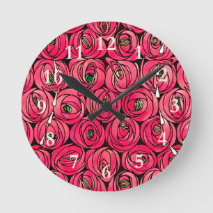 Rose Art Nouveau Rennie Macintosh Graphic Round Clock
