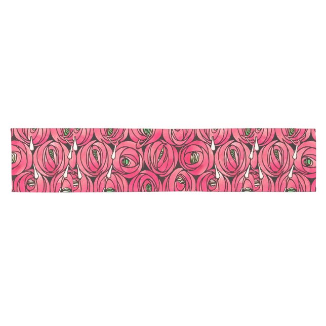 Rose Art Nouveau Rennie Macintosh Graphic Short Table Runner (Horizontal)