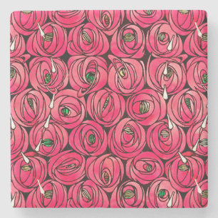 Rose Art Nouveau Rennie Macintosh Graphic Stone Coaster