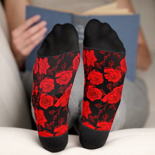 Rose Art Pattern Crew Socks
