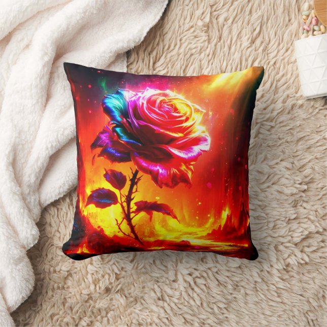 Rose Art Throw Pillow (Blanket)