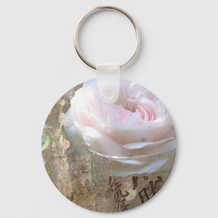 Rose auf Holz Keychain