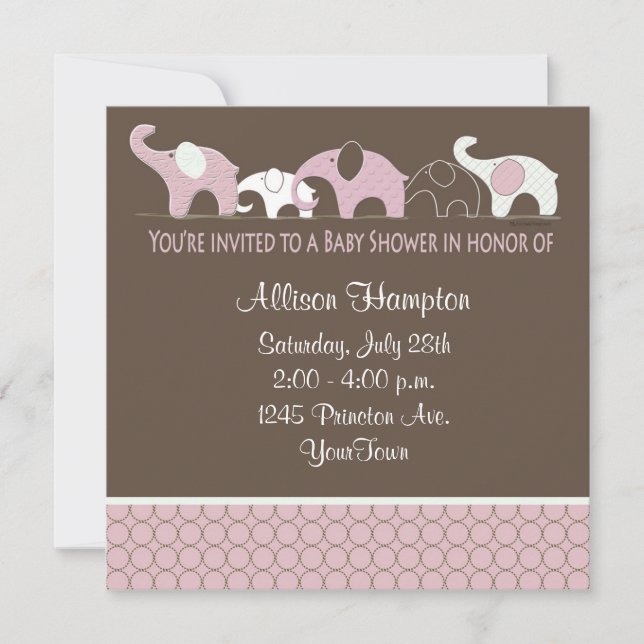 Rose aux invitations Brown de baby shower (Devant)