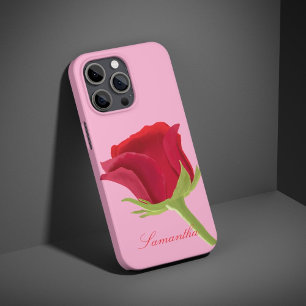 Rose avec coque iphone rose rouge