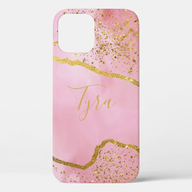 Rose avec Gold Parties scintillant iPhone / coque  (Verso)