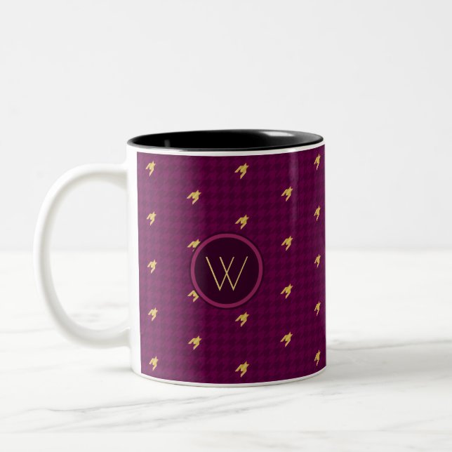 Rose avec l'or Accent Houndstooth Mug (Gauche)