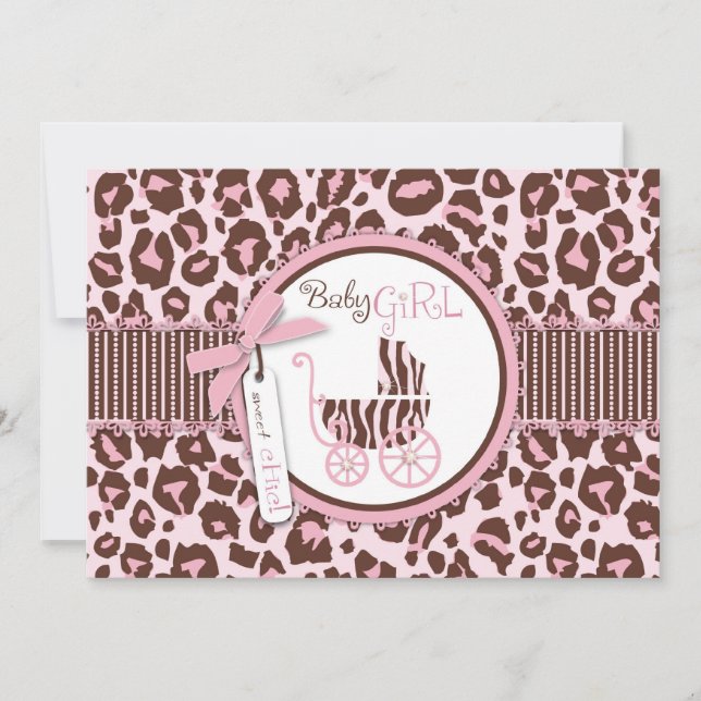 Rose B de carte d'invitation de fille de guépard (Devant)