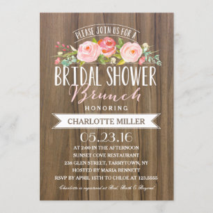 Rose Banner Brunch   Bridal Shower Invitation
